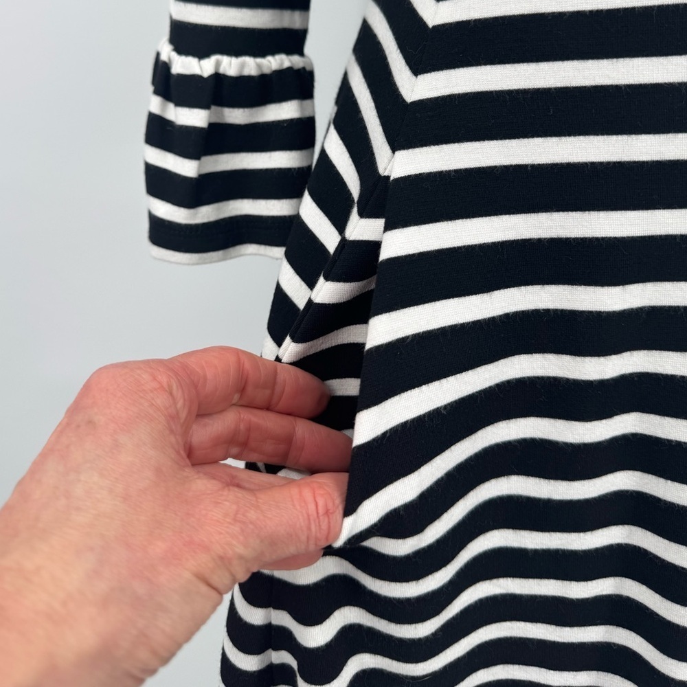 Kate Spade Broome Street Black White Stripe Dress Fit & Flare Pockets Size Small - Picture 6 of 9